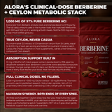 Alora clinical-dose Berberine, Ceylon Cinnamon and BioPerine metabolic stack